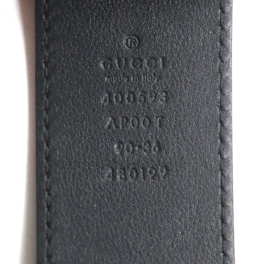 Gucci Double Wide Belt Leather GG Marmont Buckle Black Gold - Picture 7 of 10